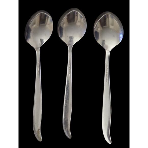 Japan Stainless Steel Vine Edge Pattern Tablespoons Set of 3 Vintage Flatware - Picture 2 of 3
